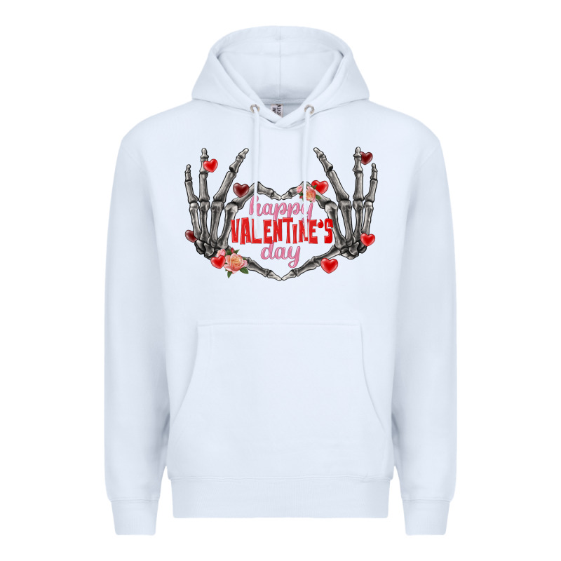 Happy Valentine's Day Skeleton Hands Premium Hoodie by FaDigitalArtStudio | Teevron