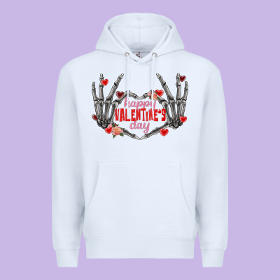 Happy Valentine's Day Skeleton Hands Premium Hoodie Designed By Fadigitalartstudio