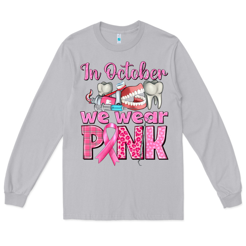 In October We Wear Pink Breast Cancer Awareness Long Sleeve Tee by texasbilliewilder | Teevron