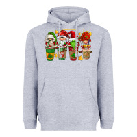 Heather Grey christmas coffee cups gnomies Heavyweight Hoodie - FaDigitalArtStudio