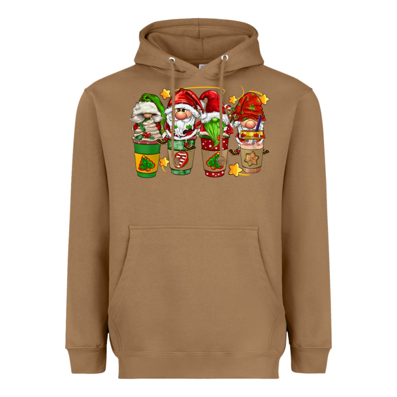 Christmas Coffee Cups Gnomies Heavyweight Hoodie by FaDigitalArtStudio | Teevron