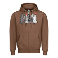 Chestnut black and white christmas trees with lights Zipper Hoodie - FaDigitalArtStudio