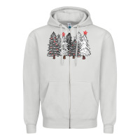 Dove Grey black and white christmas trees with lights Zipper Hoodie - FaDigitalArtStudio