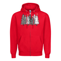 Red black and white christmas trees with lights Zipper Hoodie - FaDigitalArtStudio