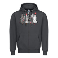 Smoke black and white christmas trees with lights Zipper Hoodie - FaDigitalArtStudio