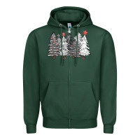 Sports Green black and white christmas trees with lights Zipper Hoodie - FaDigitalArtStudio