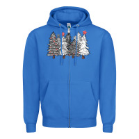 True Royal black and white christmas trees with lights Zipper Hoodie - FaDigitalArtStudio