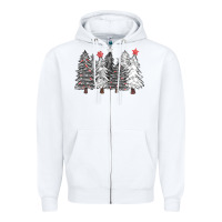 White black and white christmas trees with lights Zipper Hoodie - FaDigitalArtStudio