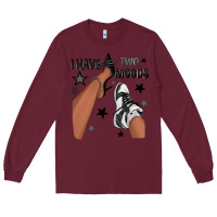 Burgundy I Have Two Moods Black Sneakers Afro Girl Long Sleeve Tee - texasbilliewilder