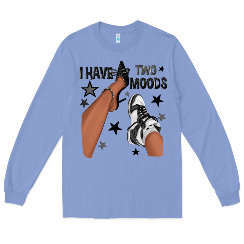I Have Two Moods Black Sneakers Afro Girl Long Sleeve Tee by texasbilliewilder | Teevron