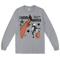 Heather Grey I Have Two Moods Black Sneakers Afro Girl Long Sleeve Tee - texasbilliewilder