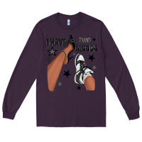 Plum I Have Two Moods Black Sneakers Afro Girl Long Sleeve Tee - texasbilliewilder