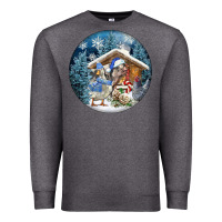 Charcoal Heather Winter Farm Animals Premium Sweatshirt - FaDigitalArtStudio