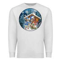 Oatmeal Heather Winter Farm Animals Premium Sweatshirt - FaDigitalArtStudio