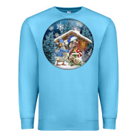 Ocean Blue Winter Farm Animals Premium Sweatshirt - FaDigitalArtStudio