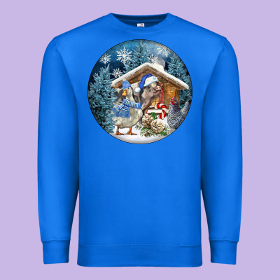 Winter Farm Animals Premium Sweatshirt Designed By Fadigitalartstudio