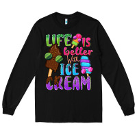 Black Life is better with ice cream Long Sleeve Tee - NancyCooperArtShop