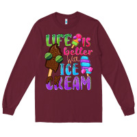 Burgundy Life is better with ice cream Long Sleeve Tee - NancyCooperArtShop