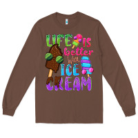 Chestnut Life is better with ice cream Long Sleeve Tee - NancyCooperArtShop