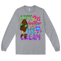 Heather Grey Life is better with ice cream Long Sleeve Tee - NancyCooperArtShop