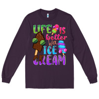 Plum Life is better with ice cream Long Sleeve Tee - NancyCooperArtShop
