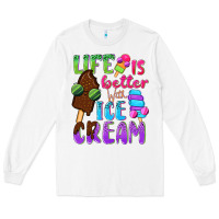 White Life is better with ice cream Long Sleeve Tee - NancyCooperArtShop