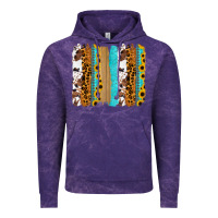 Cloud Purple turquoise sunflowers cowhide leopard glitter background Vintage Hoodie - RanaPortraitStore