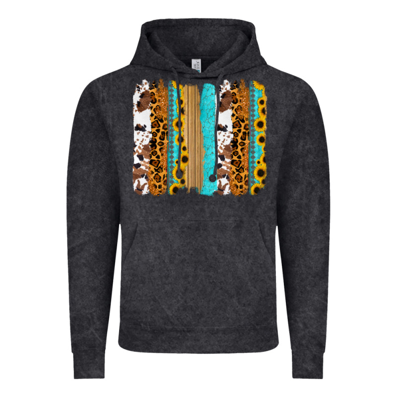 Turquoise Sunflowers Cowhide Leopard Glitter Background Vintage Hoodie by RanaPortraitStore | Teevron