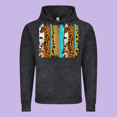 Turquoise Sunflowers Cowhide Leopard Glitter Background Vintage Hoodie Designed By Ranaportraitstore