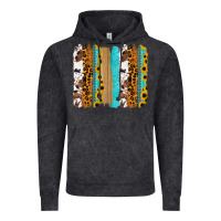 Vintage Black turquoise sunflowers cowhide leopard glitter background Vintage Hoodie - RanaPortraitStore