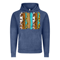 Vintage Denim turquoise sunflowers cowhide leopard glitter background Vintage Hoodie - RanaPortraitStore