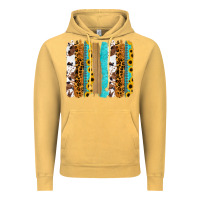 Vintage Mustard turquoise sunflowers cowhide leopard glitter background Vintage Hoodie - RanaPortraitStore