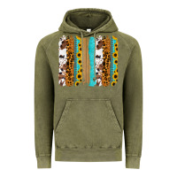 Vintage Olive turquoise sunflowers cowhide leopard glitter background Vintage Hoodie - RanaPortraitStore
