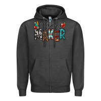 Charcoal Heather difference maker teacher Zipper Hoodie - OliviaCreatesArt