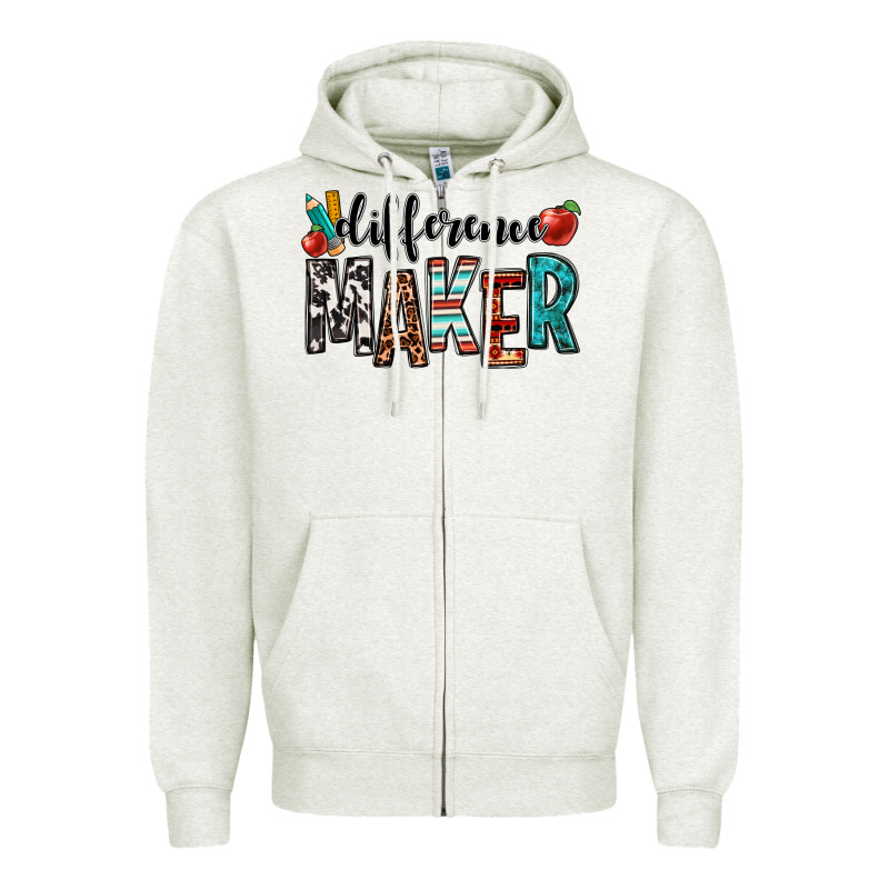 Difference Maker Teacher Zipper Hoodie by OliviaCreatesArt | Teevron