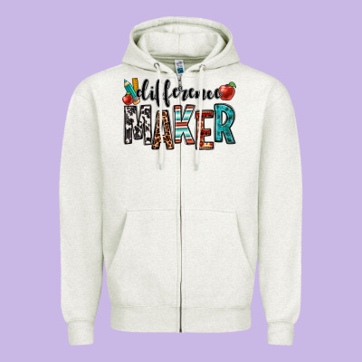 Difference Maker Teacher Zipper Hoodie Designed By Oliviacreatesart