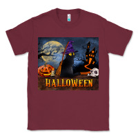 Burgundy Black Cat Halloween Classic Tee - LillyAllenDesigns