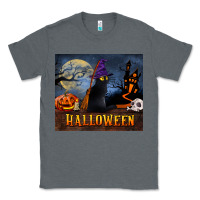 Charcoal Heather Black Cat Halloween Classic Tee - LillyAllenDesigns