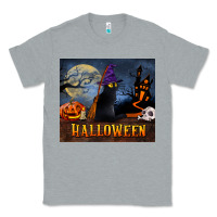Heather Grey Black Cat Halloween Classic Tee - LillyAllenDesigns