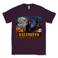 Plum Black Cat Halloween Classic Tee - LillyAllenDesigns