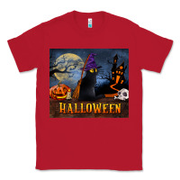Red Black Cat Halloween Classic Tee - LillyAllenDesigns