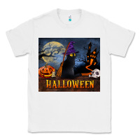 White Black Cat Halloween Classic Tee - LillyAllenDesigns