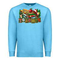 Ocean Blue Christmas Teacher Premium Sweatshirt - FaDigitalArtStudio