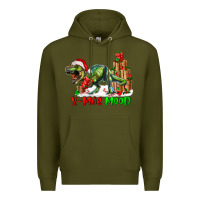 Army Green T- Rex X-Mas Mood Premium Hoodie - RanaPortraitStore