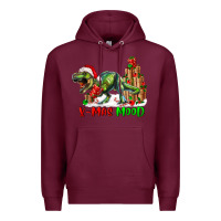 Burgundy T- Rex X-Mas Mood Premium Hoodie - RanaPortraitStore