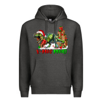 Charcoal Heather T- Rex X-Mas Mood Premium Hoodie - RanaPortraitStore