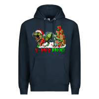 Navy T- Rex X-Mas Mood Premium Hoodie - RanaPortraitStore