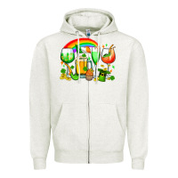 Oatmeal Heather wine glasses st. patricks Zipper Hoodie - OliviaCreatesArt