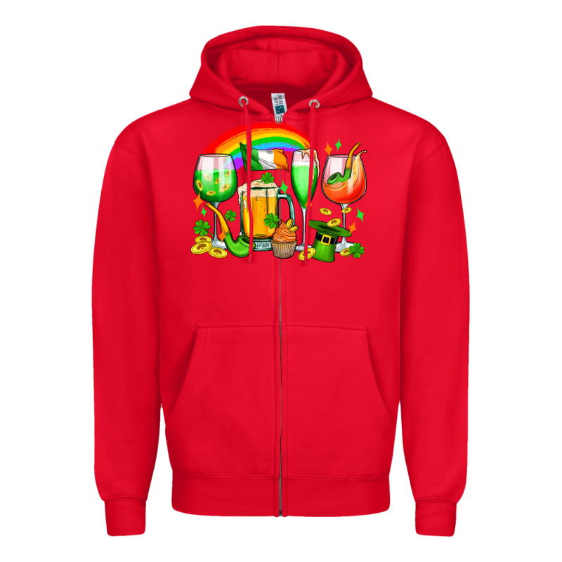 Wine Glasses St. Patricks Zipper Hoodie by OliviaCreatesArt | Teevron