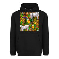 Black St. Patricks Cow With Rainbow And Beer Seamless Heavyweight Hoodie - FaDigitalArtStudio